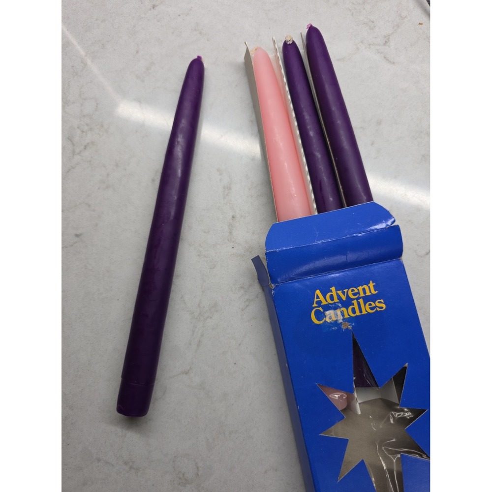 Vintage 1990 Williamsburg Soap & Candle Co Advent Candles Set Blue Box 4 Taper